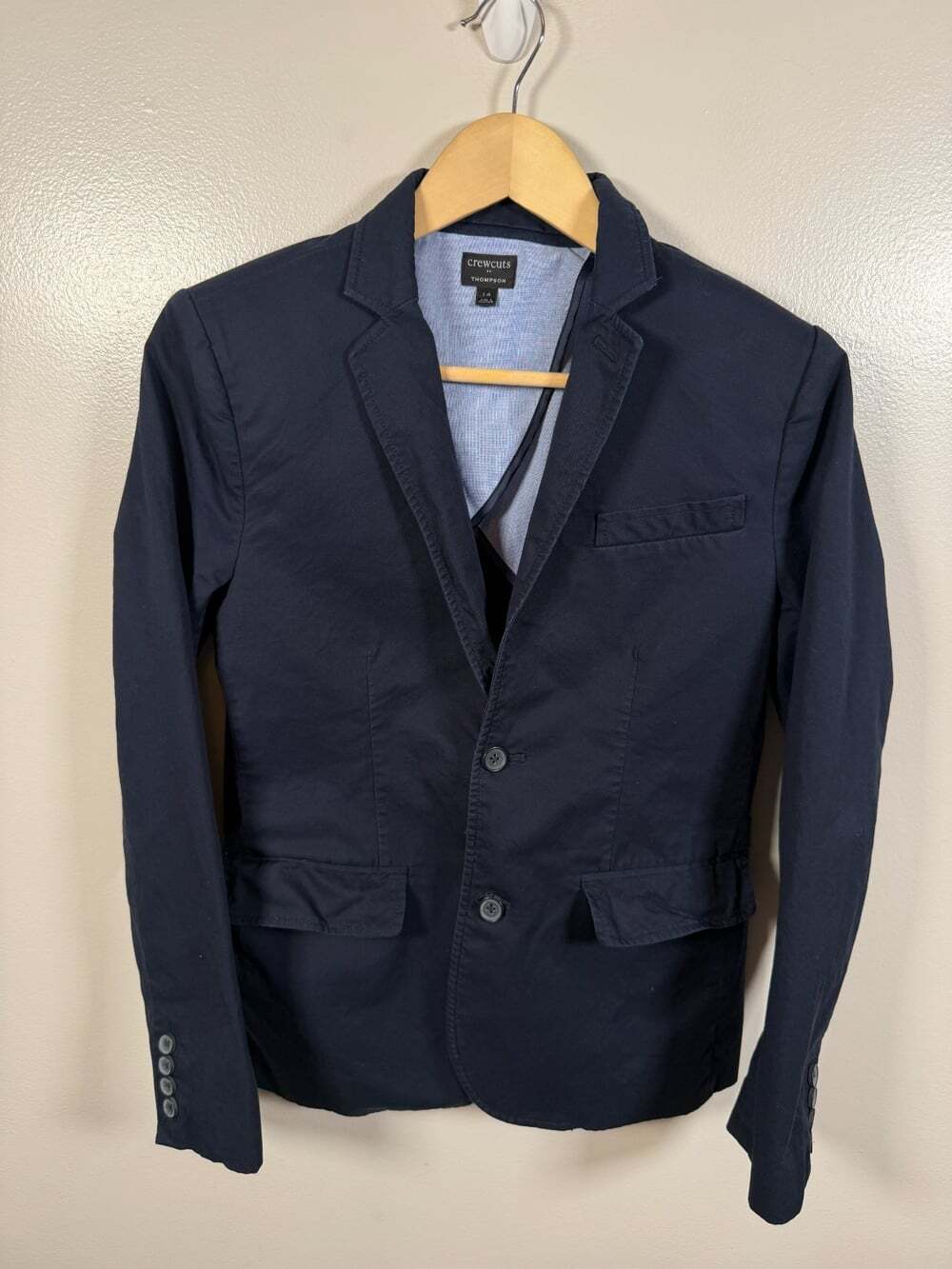 J. Crew Crewcuts Thompson Suit Jacket Blazer Size 14 Navy Blue Flex Chino